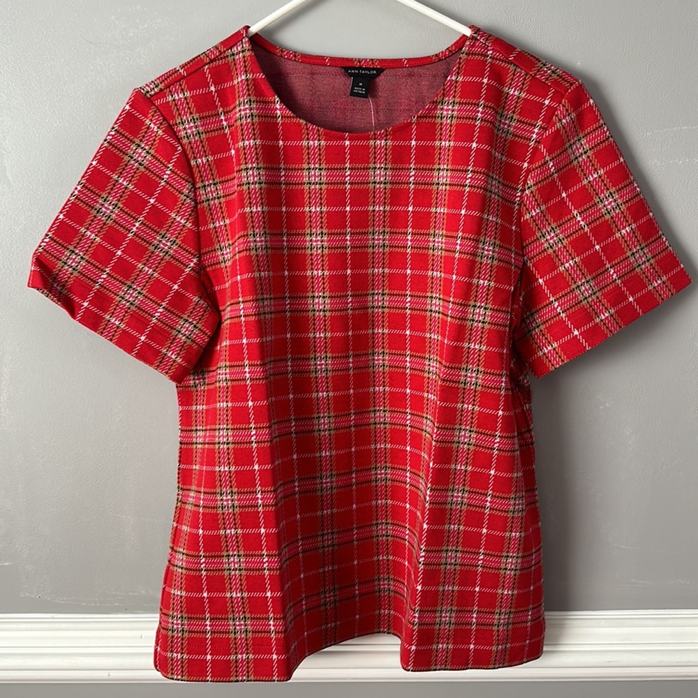 Plaid Knit Top Size M - Picture 3 of 9